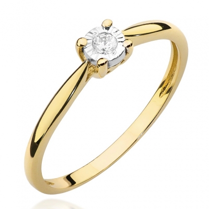 Zaręczynowy pierścionek z Brylantem 0,08ct z żółtego/białego złota próby 585
